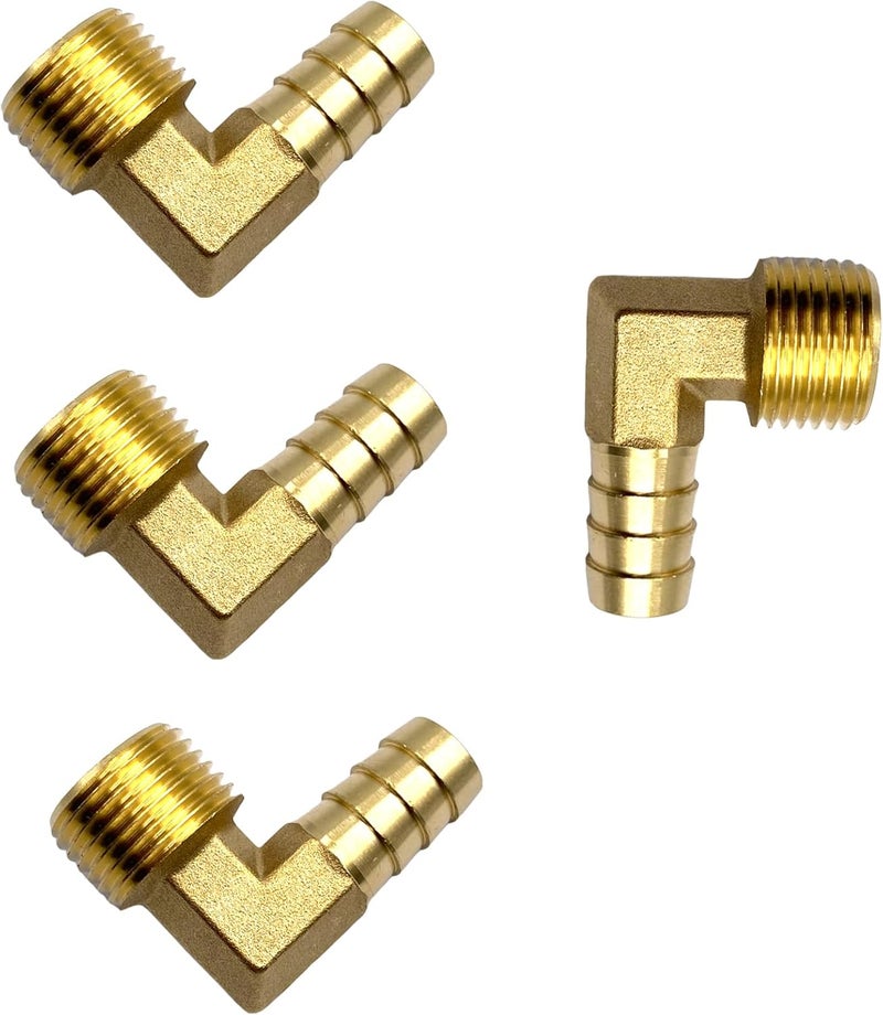 Bumugufu 4Pcs 1/2 Barb to 1/2 NPT 90 Degree Elbow Hose Fittings,1/2 Inch NPT Male to 1/2 Inch OD Hose Barb Fittings for Water, Fuel, Air - Image 3